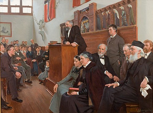 A lecture in Dagmarssalen, Askov University 1903, 1903, Erik Henningsen