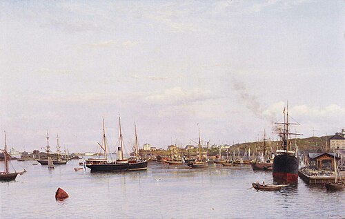 Vy från Helsingfors Södra hamnen, 1890, Oscar Kleineh