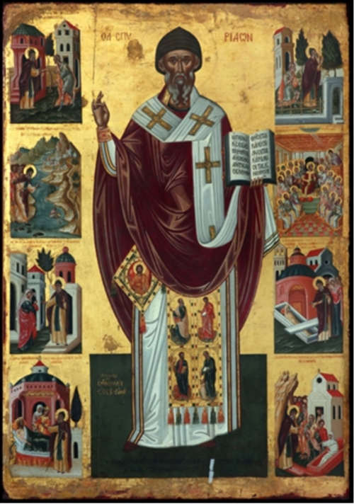 Saint Spyridon with Scenes from his Life (Tzanes), 1636, Emmanuel Tzanes