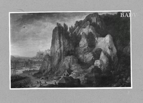 Landscape with rock and mines, 1555, Lucas van Valckenborch