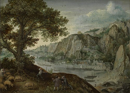 Huy, vue depuis Ahin, 1580, Lucas van Valckenborch