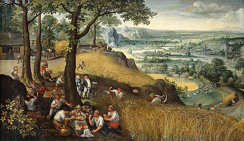 Paysage d'été à la moisson., 1585, Lucas van Valckenborch
