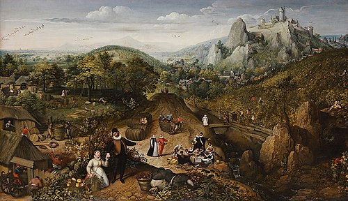 Autumn landscape (October), 1585, Lucas van Valckenborch