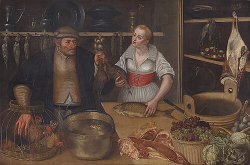 Poultry Seller (Market Scene), 1580, Lucas van Valckenborch