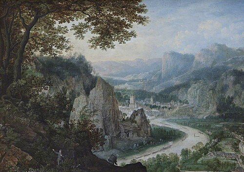 A View on the Meuse with Miners, 1576, Lucas van Valckenborch