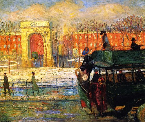Descending from the Bus, 1910, William James Glackens