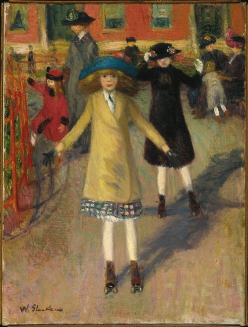 Children Rollerskating, 1912, William James Glackens