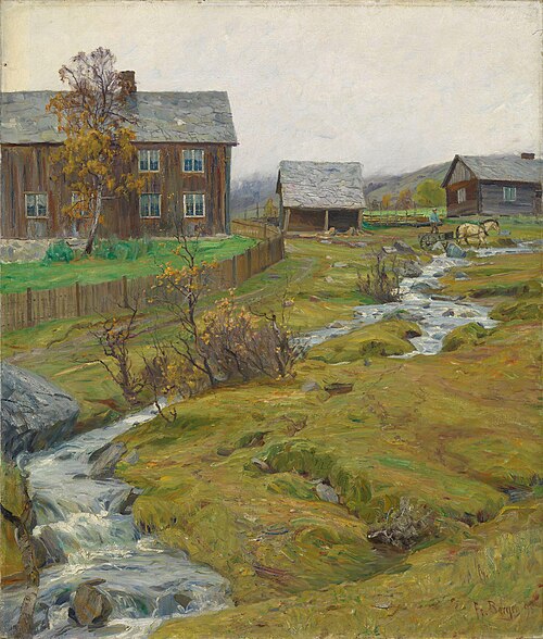 Wet Autumn at Hov in Øyer, Gudbrandsdalen, 1895, Fredrik Borgen