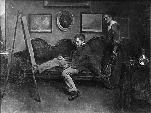 Maleren. En kunstner betragter sammen med sin hustru sit værk, 1907, Peter Alfred Schou