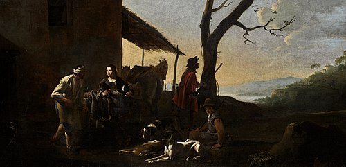 Hunting party resting by an inn, 1650, Michiel Sweerts