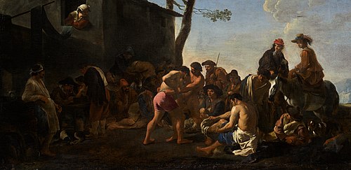 Men wrestling before a crowd, 1650, Michiel Sweerts