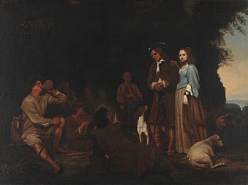 Elegant couple with shepherds in the Roman Campania, 1650, Michiel Sweerts