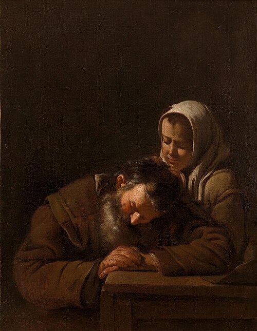 Sleeping old man and girl, 1650, Michiel Sweerts