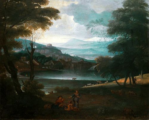 Landscape with resting shepherds., 1650, Giovanni Francesco Grimaldi