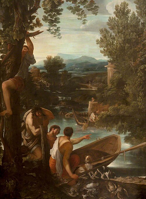 River Landscape with Fishermen and Sportsmen, 1653, Giovanni Francesco Grimaldi