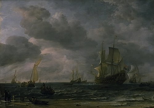 Ships in a Breeze Off the Dutch Coast, 1655, Hendrik Jacobsz Dubbels