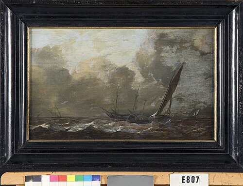 Schepen op zee bij storm, 1663, Hendrik Jacobsz Dubbels
