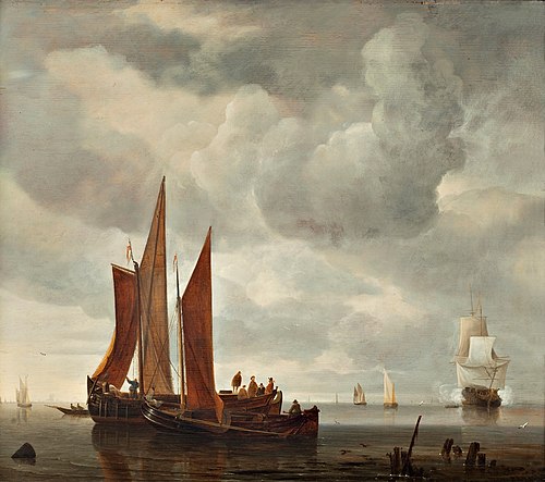 Ships outside Dordrecht, 1650, Hendrik Jacobsz Dubbels