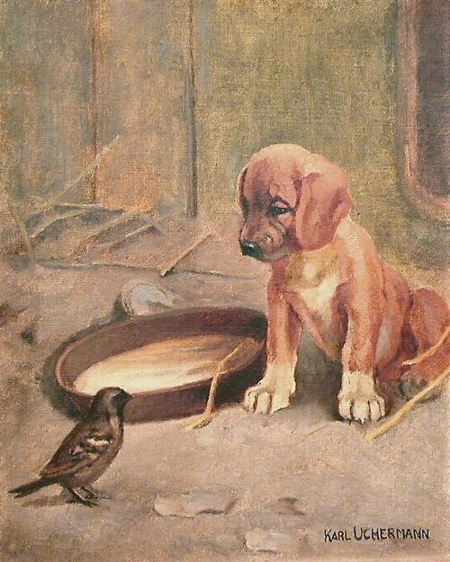 Hvalp og spurv, 1897, Karl Uchermann