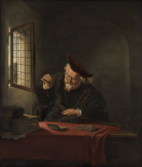The gold-weigher, 1654, Salomon Koninck