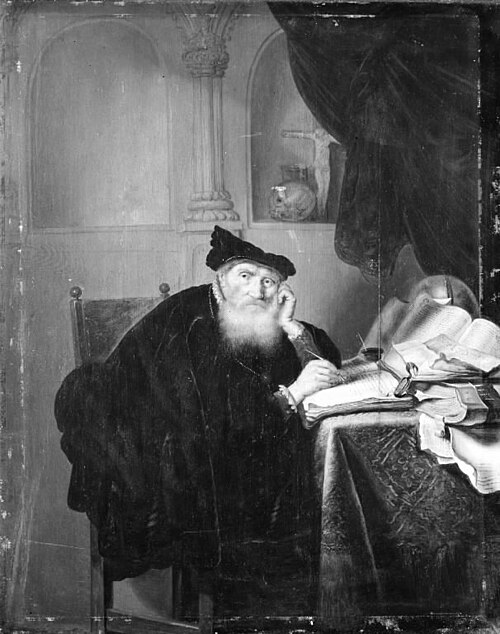 An Old Man at his Desk, 1635, Salomon Koninck