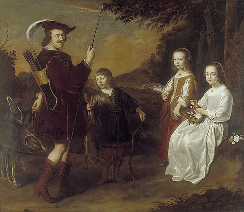 Family portrait of Pieter Coenen (1586-1637) and his childeren Johan (1627-1681), Catharina (1625-16, 1656, Salomon Koninck