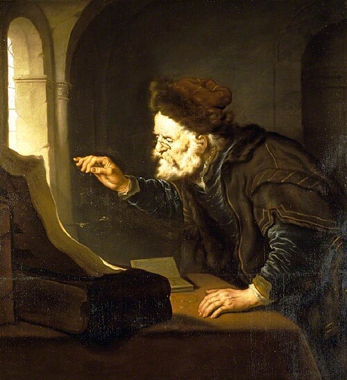 An Old Man weighing Coins, 1642, Salomon Koninck