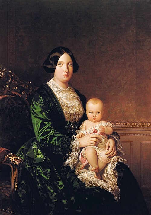 Isabel II con la infanta Isabel, 1852, Federico de Madrazo y Kuntz
