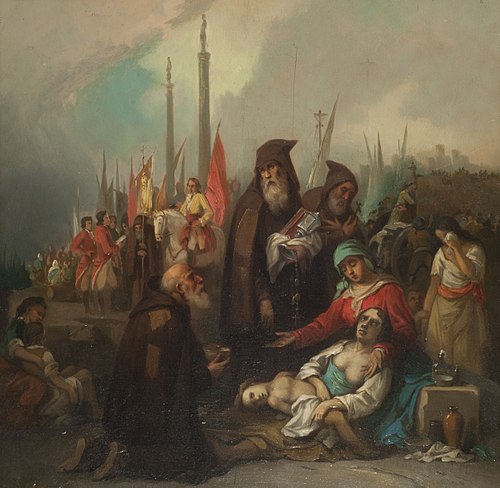 Cuadro histórico. Auxilio a unos apestados, 1840, Federico de Madrazo y Kuntz