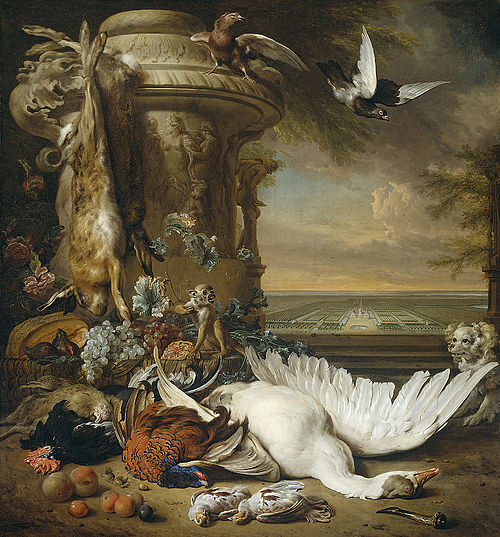 Un singe et un chien près de gibier mort, 1714, Jan Weenix