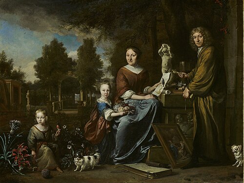 Agnes Block, Sybrand de Flines et deux enfants au Vijverhof, 1694, Jan Weenix
