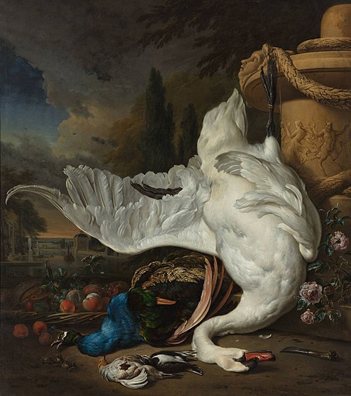 Nature morte au cygne mort, 1716, Jan Weenix