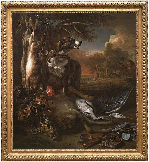 A Deerhound with Dead Game and Implements of the Chase, 1708, Jan Weenix