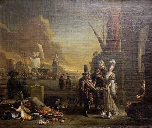 Southern Seaport with Trinket Seller, 1704, Jan Weenix