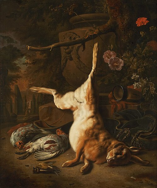 Still-life with dead hare in a park, 1690, Jan Weenix