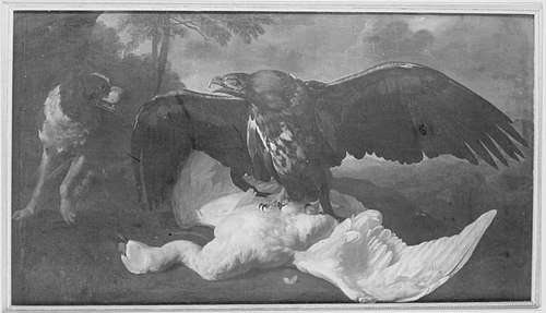 Stillleben mit Adler, Hund und totem Schwan (zugeschrieben), 1679, Jan Weenix