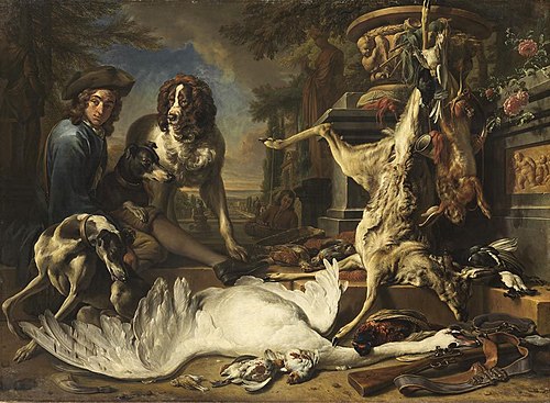 Hunting still life with swan, 1702, Jan Weenix
