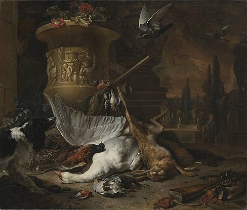 Jagdbeutestillleben mit Gans, 1686, Jan Weenix