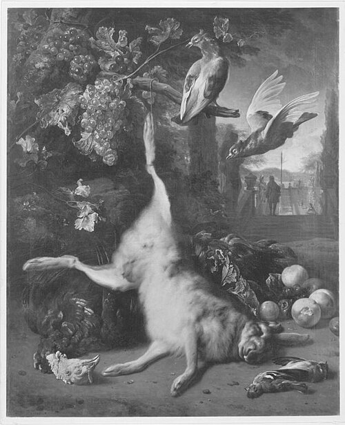 Jagdbeutestillleben mit mit Hasen, 1706, Jan Weenix