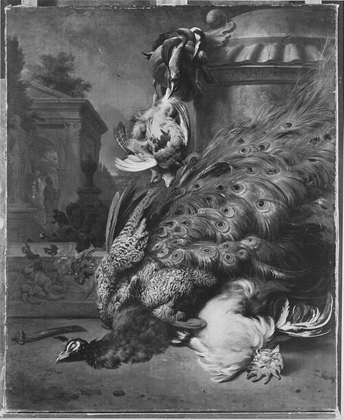 Jagdbeutestillleben mit Vögeln, 1708, Jan Weenix