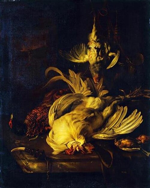 Still-life with a white cock, 1680, Jan Weenix