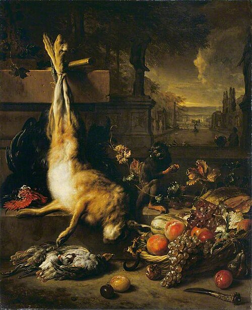Dead Hare, Fruit and Monkey, 1704, Jan Weenix