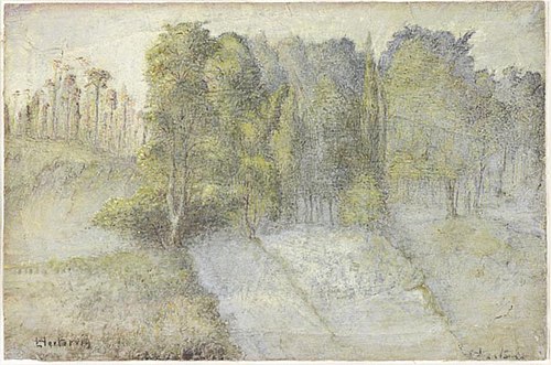 Landskap med skog og vann, 1880, Lars Hertervig