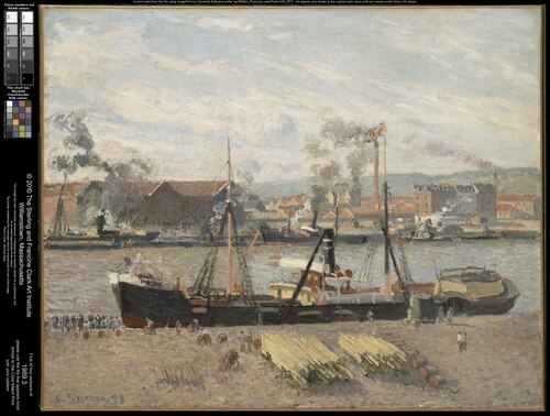 Port of Rouen, Unloading Wood, 1898, Camille Pissarro