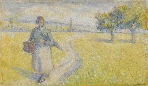 Farmer on a trail, 1885, Camille Pissarro