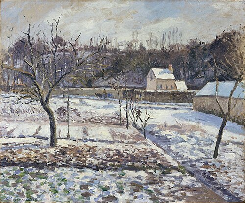 The Hermitage, Effect of Snow, 1874, Camille Pissarro