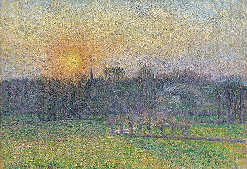 Vue de Bazincourt, coucher de soleil, 1892, Camille Pissarro