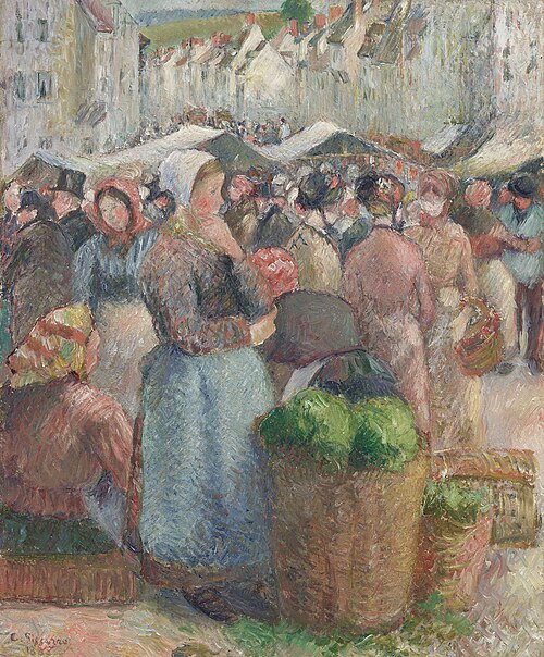 Le Marché de Gisors, Grande-Rue, 1885, Camille Pissarro