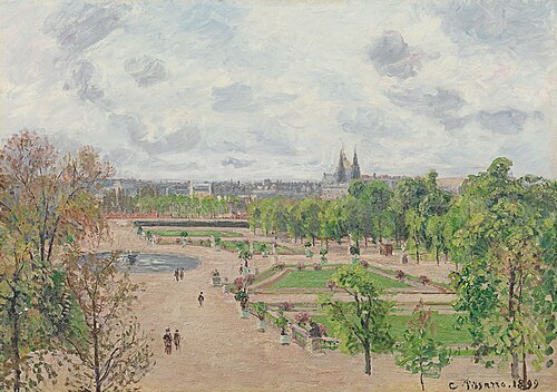 Le jardin des Tuileries, matinée de printemps, temps gris, 1899, Camille Pissarro