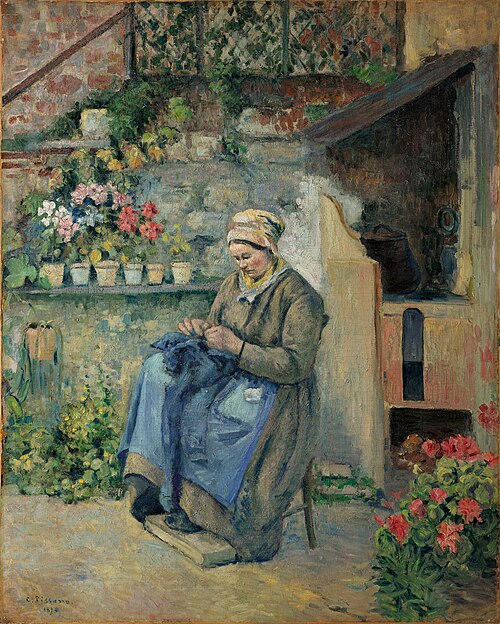 La mère Jolly raccommodant, 1874, Camille Pissarro